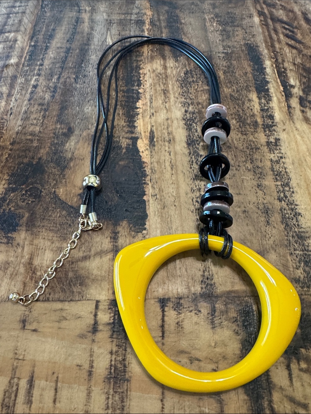 Yellow Resin Pendant Necklace for Women - Modern Statement Accessory